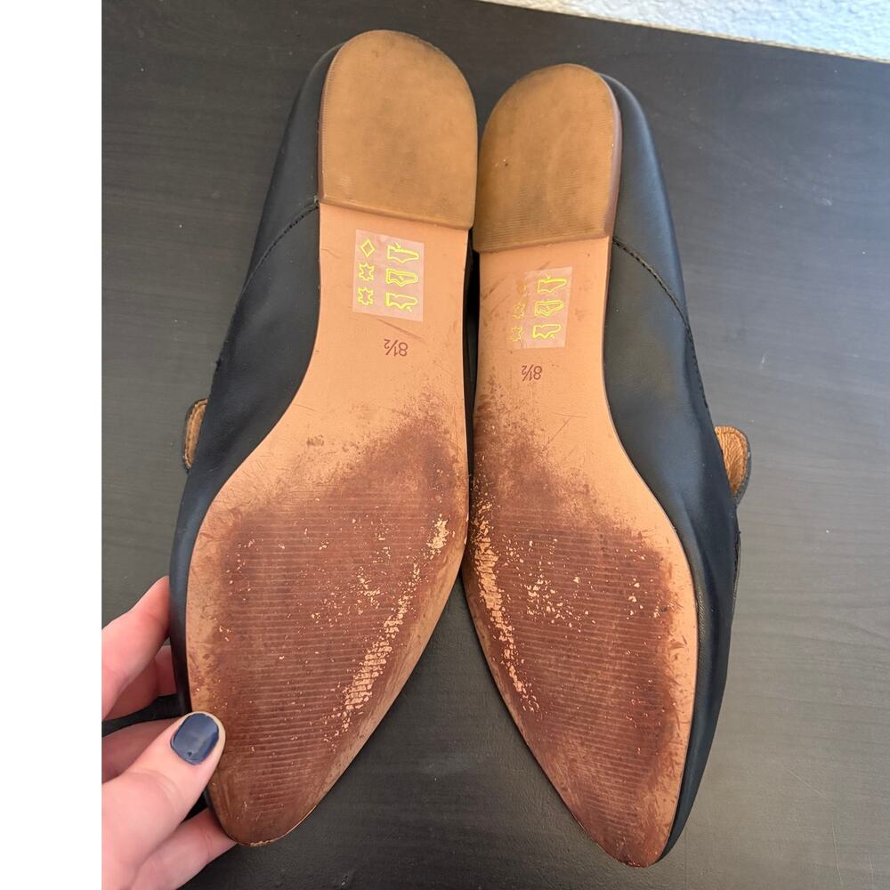 Madewell The Frances Skimmer in Leather 8.5 Black Office Minimalist Career - Picture 3 of 7